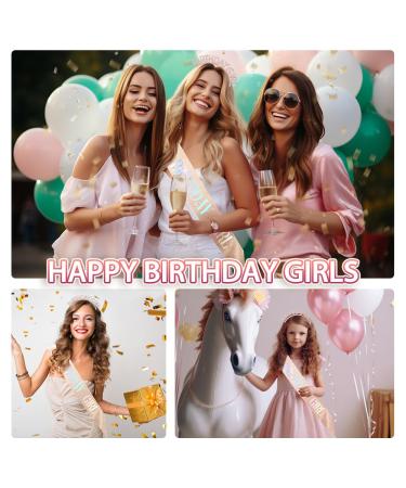 Buy Rose Gold Birthday Sash & Crown Set | Glitter Rhinestone Headband for Birthday Girls - Perfect Accessories for Celebrating Her Special Day - Buy Online on GoSupps.com