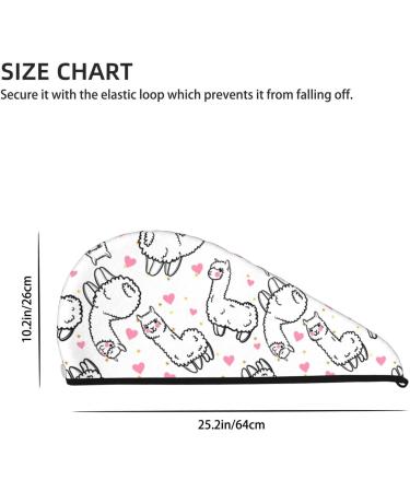 Hair Towel Wrap with Button - Quick Drying Towel Turban for Effortless Hair Care (Alpacas & Hearts Design - Buy Online on GoSupps.com