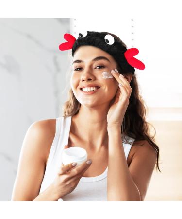 Beaupretty Women Spa Headband Set - Cute Cartoon Crab Design - Coral Fleece Headwrap in Black Red - Perfect for Makeup and Face Washing - Buy Online on GoSupps.com