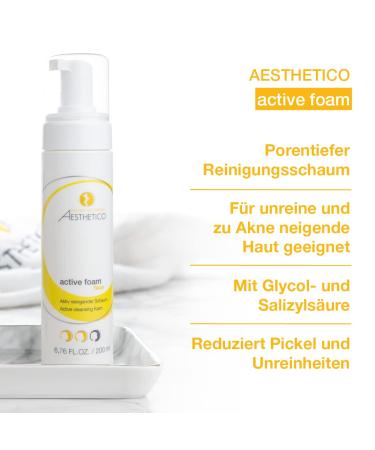 Buy Aesthetico Active Foam for Acne & Impure Skin - Deep Pore Cleansing Foam with Glycol & Salicylic Acid - 200 ml - Buy Online on GoSupps.com