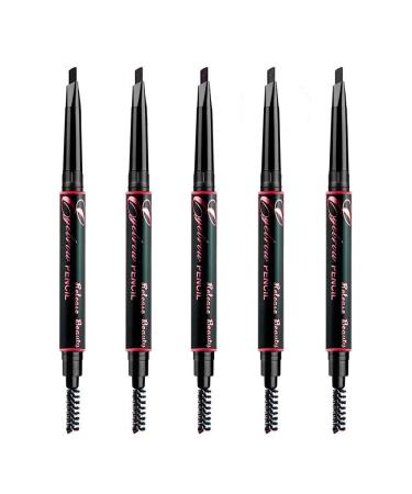 Eyebrow Pencil Set - 5 Colors Dual ended Definition Eye Brow Crayon Liner Pencils with Integrated Brush Eyes Makeup for Women and Girls by  wonder X