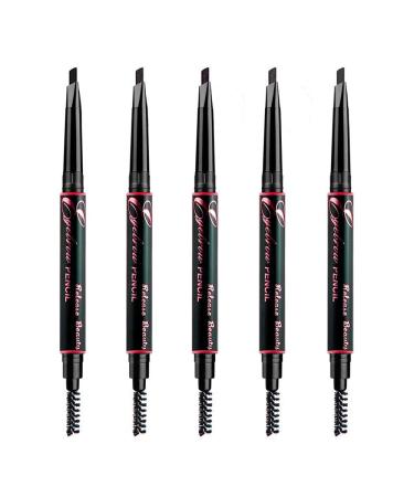 Eyebrow Pencil Set - 5 Colors Dual ended Definition Eye Brow Crayon Liner Pencils with Integrated Brush Eyes Makeup for Women and Girls by  wonder X 