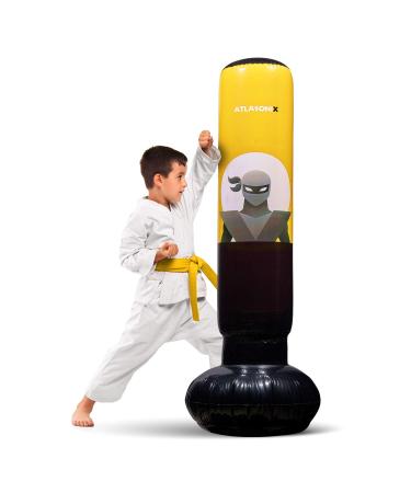 Punching Bag for Kids 8-12, Inflatable Kids Punching Bag for 3-8 Years, Karate Gifts for Boys, Kids Boxing Bag, Kid Punching Bag, Kickboxing, Taekwondo Ninja Toys Yellow