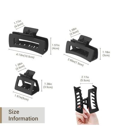 Shinowa 3 Pack Hair Claw Clips - Non-slip Matte Hair Clips for Women - Strong Hold Jaw Clip Set for Thick & Thin Hair - Black Assortment - Buy Online on GoSupps.com