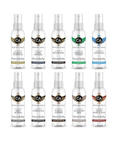 CA Perfume Spray Top 10 For Men (Aventura + Code + Bvlgr Man + Orjinal Vetiver + Platinum Egoiste + Velvet Rose Oud + F. Fabulous + Tuscan Leather + Spicebloom + Guiltiness Men) - Buy Online on GoSupps.com