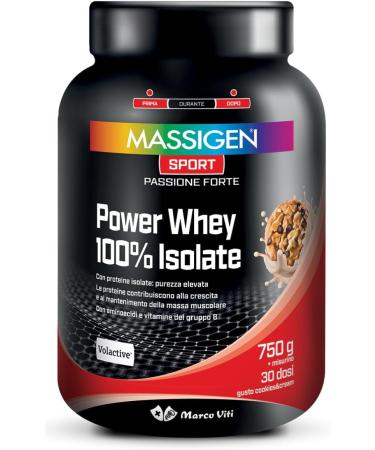 MASSIGEN SPORT - POWER WHEY PROTEIN 100% INSULATED 750G - TASTE COOKIES & CREAM protein diet muscle mass hypertrophy - Buy Online on GoSupps.com