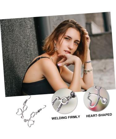 PRETYZOOM Heart Hoop Earrings for Women - Silver Ear Pendant Decor for Nurses & Medical Professionals | Delicate Alloy Jewelry - Buy Online on GoSupps.com