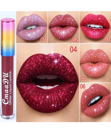 Allbestaye Velvet Matte Glitter Flip Lipgloss - Waterproof Long Lasting Lip Tint | Diamond Flash Shimmer Lipstick 03# - Buy Online on GoSupps.com