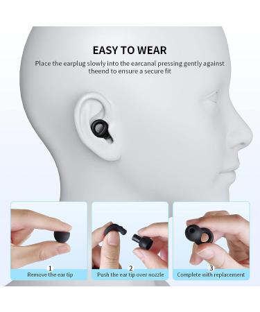 Sleeping Ear Plugs - 2 Pairs Reusable Soft Comfortable 27dB Noise Reduction - Ideal for Side Sleepers - Black - Buy Online on GoSupps.com