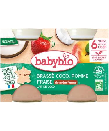 BABYBIO - Brass V g tal au Lait de Coco - Pomme Fraise de nos Fermes - Lot de 6-2x130g - BIO - Buy Online on GoSupps.com