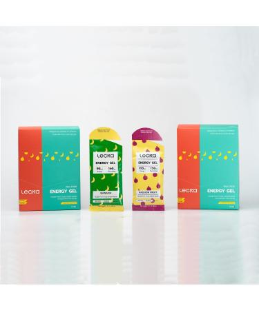 Lecka Energy Gel - Mixed Flavours (12 Pack) | Natural Energy & Electrolytes for Endurance Made with Real Fruits & Basil Seeds - Buy Online on GoSupps.com