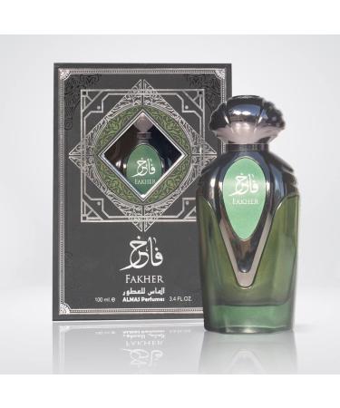 Almas Perfumes Fakher Eau De Parfum Spray - Sweet Smelling Spray - 3.4 Fl Oz (100 ml) - Long-Lasting Aroma - Luxurious Scent of Arabia for Men
