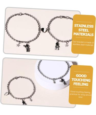 Zerodeko 2 Pairs Astronaut Bracelet Couple Wrist Bracelet Women Adjustable Bracelet Lover Gifts Finger Ring Bracelet Matching Bracelet for Couples Jewelry Stainless Steel Miss As Shown 20x1CM - Buy Online on GoSupps.com