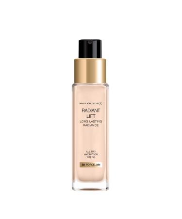 Max Factor Radiant Lift Liquid Pump?Medium?to?Full Coverage Radiant Finish?Foundation with SPF30 and Hyaluronic Acid 030 Porcelain Light Skin Tone 30ml 030 Porcelain 30 ml (Pack of 1)