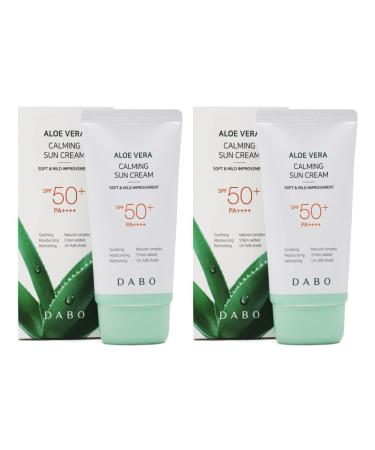 Dabo Aloe Vera Calming Sun Cream UV-AB Shield SPF50+ PA++++ 70ml 2.36 fl. oz. (Pack of 2) Soft & Mild Natural Complex - Buy Online on GoSupps.com