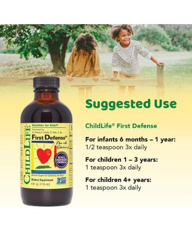 CHILDLIFE ESSENTIALS First Defense - Immune Support for Defending The Body - Gluten Free Alcohol Free Casein Free Non-GMO - 4 fl. oz (Pack of 3) - Buy Online on GoSupps.com