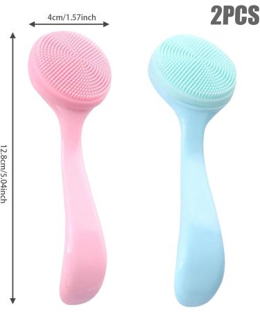 Silicone Face Scrubber 2PCS Manual Facial Cleansing Brush with Handle Deep Cleaning Gentle Exfoliating Face Exfoliator Brush Silicone Face Scrubber - Buy Online on GoSupps.com