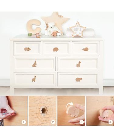 Oessuf 12 Pack Dinosaur Pattern Cabinet Buttons | 35mm Wooden Handles for Children's Room | Drilling-Free Cupboard Knobs & White Door Buttons - Buy Online on GoSupps.com