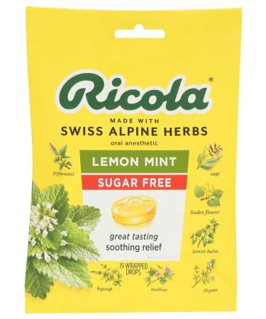 RICOLA THROAT DROPS SUGAR FREE LEMON MINT #19