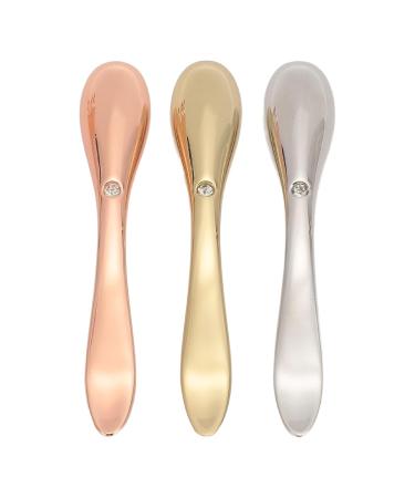 3 Pieces Zinc Alloy Makeup Spatula Set | Eye Cream Spoon & Mini Cosmetic Spoons in Silver Gold Rose Gold - Perfect for Skincare - Buy Online on GoSupps.com