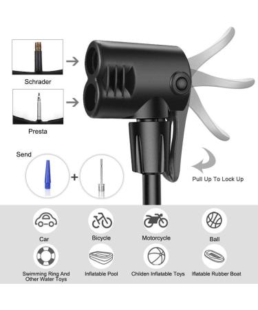 Portable Foot Activated Mini Bike Pump | Universal Presta & Schrader Valve | High Pressure up to 120PSI | Compact Tire Pump for Bikes, Basketballs, Footballs & Mountain Bikes (Black) - Buy Online on GoSupps.com