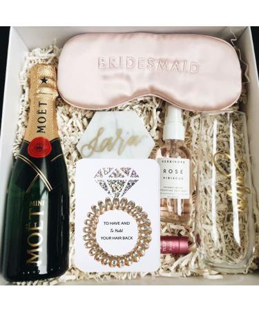 Bachelorette Party Hair Ties Set - Bridesmaid Proposal Gifts - Spiral Scrunchies for Bridal Shower/Wedding - Champagne Color - Pack of 7 - Buy Online on GoSupps.com