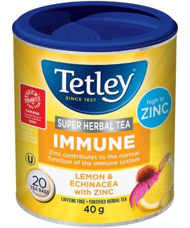 Tetley's Rich Full - Flavoured Decaffeinated 100% Rainforest Alliance and Kosher Certified Orange Pekoe (Black) Tea & Super Herbal Immune Tea: Lemon & Echinacea with Zinc Tea 80 teabags + Lemon & Echinacea - Buy Online on GoSupps.com