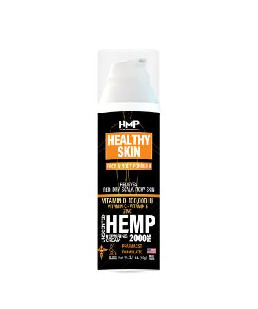 HMP Brands Hemp Cream for Psoriasis and Eczema Relief with Maximum Strength Vitamin D3 Pharmacist Formulated to cure Hypoallergenic Moisturizers for Itchy Red Scaly Dry Skin. Made in USA (2.1oz)