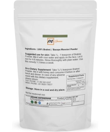 mGanna 100% Pure and Natural Brahmi Powder | Bacopa Monnieri Powder for Hair and Health 0.5 LBS / 227 GMS - Buy Online on GoSupps.com