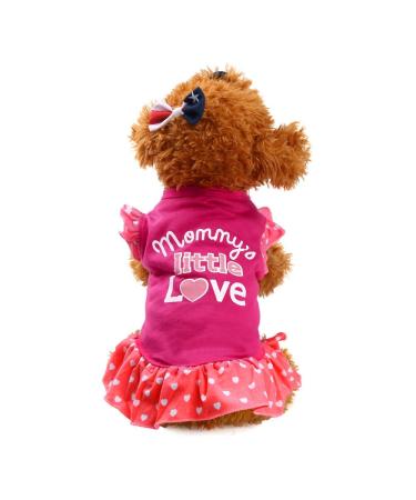 Tuduz Summer Pet Clothing 'Mommy's Little Love' Dog cat dress ruffles vest rock for little dog cat girl clothing pink (large hot pink) large hot pink