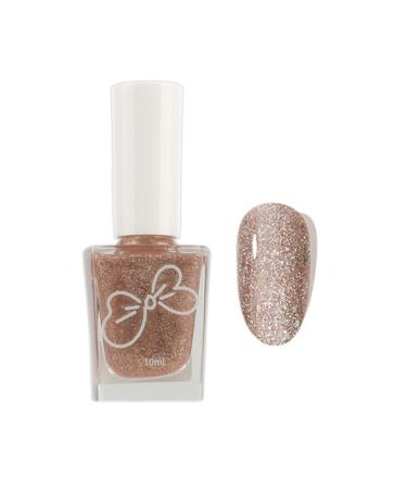 Glitter Nail Polish Champagne Golden Holographic Quick Dry Nail Varnish Shimmering Shining Long Lasting No Need Cure Large Volume 10ML Nail Polish DIY Nail Art Gift for Women & Girls