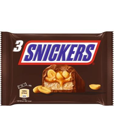 SNICKERS - Milk chocolate peanuts and caramel bar - 3 individual bars of 50g - 150g