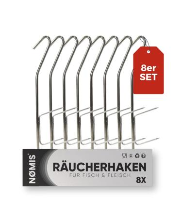 Smeck hook set |Meat hook stainless steel for fish and meat |Stainless steel incense hook trout salmon marks eel and more |Smoking hook fish |21cm long |Smoking stove and smoked chips accessories 8 incense hooks - Buy Online on GoSupps.com