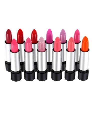 12pcs Lipstick Set - Glossy Balm Lip Rouge | Easy Wear 12 Color Collection - Buy Online on GoSupps.com