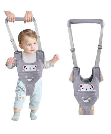IULONEE Baby Walking Harness Child Learning Walk Support Toddler Walker Safety Harness Standing Up and Walking Learning Helper with Detachable Crotch for 9-24 Month(Grey) Grey Bear