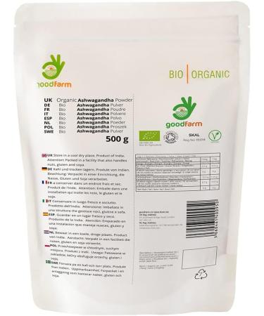 Organic Ashwagandha Powder 500g - Premium Quality Certified Organic Superfood for Stress Relief | Vegan Ayurvedic Adaptogen - 1 kg - Buy Online on GoSupps.com