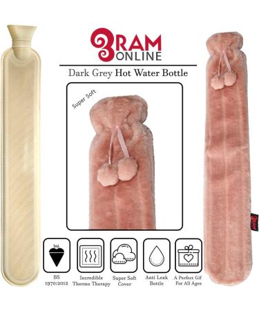 RAM Extra Long Hot Water Bottle with Soft Fur Cover - 72 cm Pink | Cozy Comfort for Pain Relief - Buy Online on GoSupps.com
