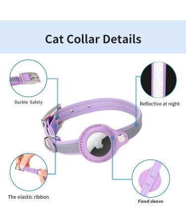 Buy Kocnydey Reflective Airtag Cat Collar - Adjustable Anti-Wing Design for Cats & Small Dogs (23-30cm) - Purple - Buy Online on GoSupps.com