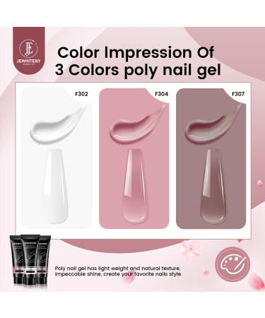 JEWHITENY 3 Colors Poly Nail Extension Gel Set - 30ml Pink White & Brown for French Manicure | DIY Nail Art & Home Salon Beauty Gift - Buy Online on GoSupps.com