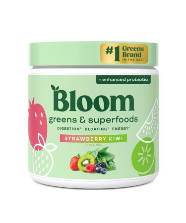 Bloom Nutrition Greens and Superfoods Powder for Digestive Health, Greens Powder, Digestive Enzymes, Probiotics, Spirulina, Chlorella for Bloating & Gut Support, Green Juice, 30 SVG, Strawberry Kiwi Strawberry Kiwi 30 Servi