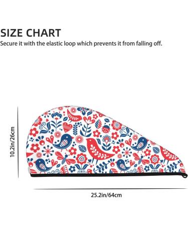 Hair Towel Wrap - Quick Drying Turban with Button | Soft Birds Flowers Design | Ideal Hair Drying Solution - Buy Online on GoSupps.com