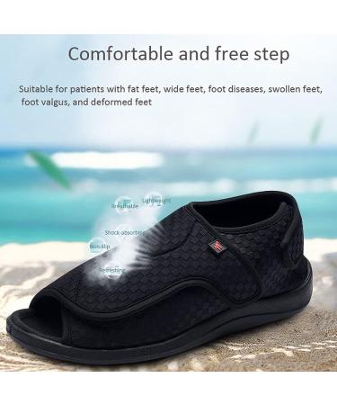 ZJING Men's Adjustable Diabetic Slippers - Extra Wide Width Sandals for Swollen Feet - Black, Size 9 - Buy Online on GoSupps.com