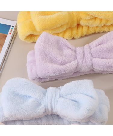 JSGHGDF 1set Elastic Women Shower Hairband & Wristband Cute Bowknot Plush Face Wash Hairband Home Makeup Headband Wristband Pink 3piece set - Buy Online on GoSupps.com