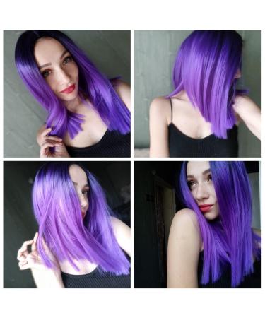 Ombre Purple Short Bob Wig | Heat Resistant Synthetic Hair | Cosplay Party Wig for Women - Buy Online on GoSupps.com