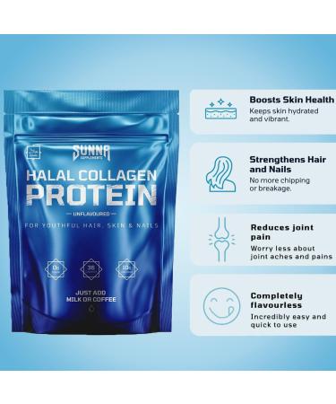 SUNNA SUPPLEMENTS Halal Bovine Collagen Protein Powder for Hair, Skin, Nails & Joints - Rich Protein for Women and Men - Buy Online on GoSupps.com