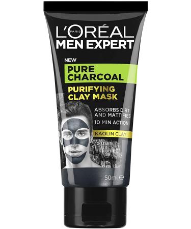 L'Oreal Paris Men Expert Pure Charcoal Purifying Black Clay Face Mask for Men 50 ml 50 ml (Pack of 1)
