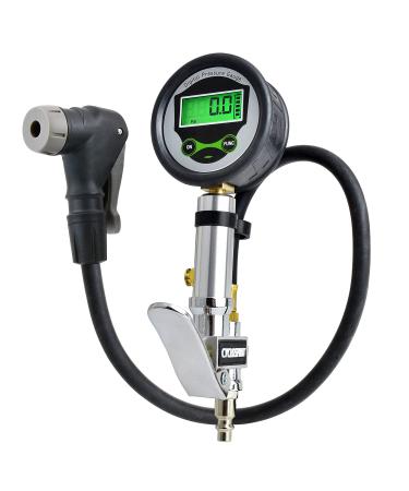 Digital Bicycle Tire Inflator Gauge with Auto-Select Valve Type - Presta and Schrader Air Compressor Tool