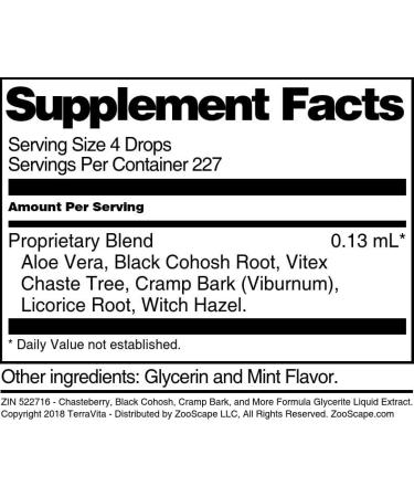 Menopause Formula Glycerite Liquid Extract - Mint Flavored (1 oz) | Herbal Remedy for Menopause Relief - International Shipping Available - Buy Online on GoSupps.com