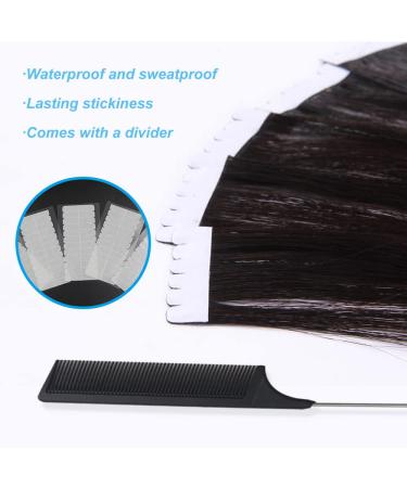 180 Pieces Hair Extension Tape Tabs Double Sided Replacement Tape for Hair Extensions Double Sided Extension Tapes Tape Extension Replacement Tape with Rat Tail Comb White (White) - Buy Online on GoSupps.com
