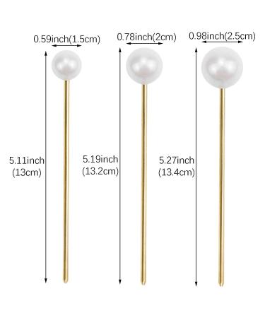 3 Pcs Minimalist Pearl Hair Pins | Metal Hair Stick for Women and Girls - Buy Online on GoSupps.com